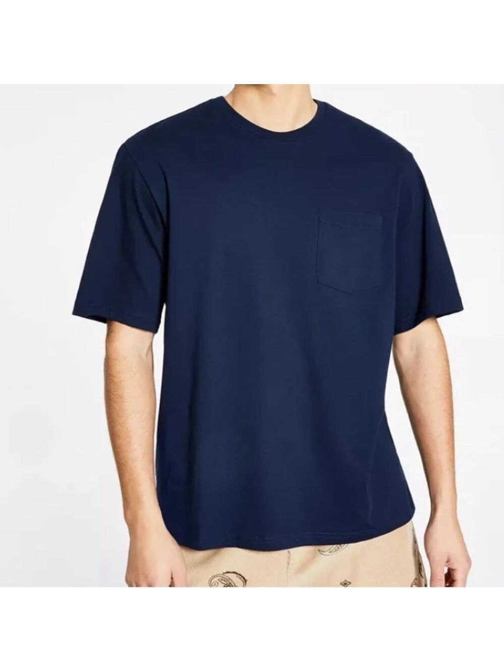 NWT mens Alfani super soft short sleeve pocket tech tee in neo navy size medium